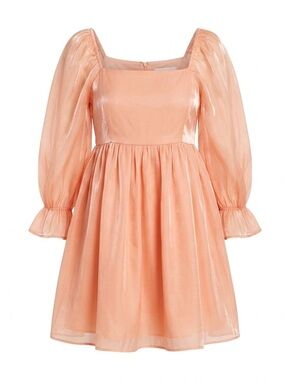 Entro Peach Cottagecore Mini Dress Puff Sleeve Romantic Prairie Boho- Medium